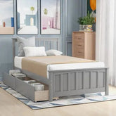 Bellemave® Twin Size Wood Platform Bed with Two Drawers - Bellemave